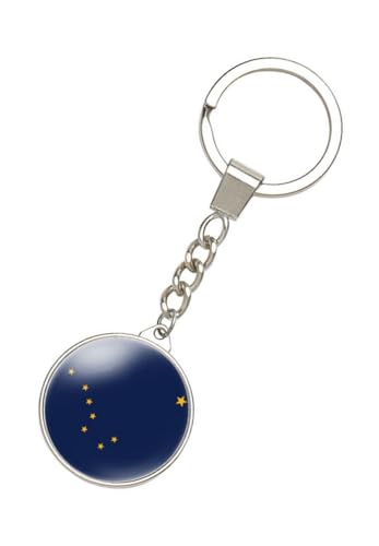 Ykonuyis American United States USA US Alaska AK State Flag Keychain Alloy Key Ring Double Sided Key Chain (Alaska)