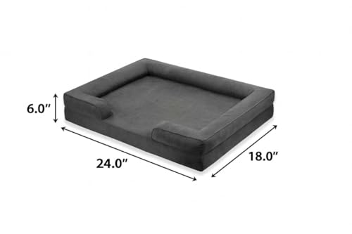 Gray Corduroy Orthopedic Dog Bed with Bolster – Memory Foam, Washable Removable Cover, Non-Slip Bottom (Small) by GOOD STAY - Image 3
