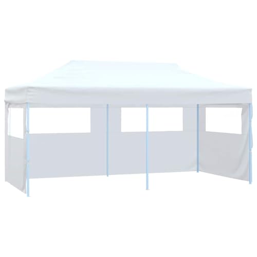 Tente de réception Pliable 3x6 m avec 4 parois et fenêtres, Structure Acier thermolaqué Blanc, Toit en Tissu Oxford 600D PVC résistant UV et Eau, abri...