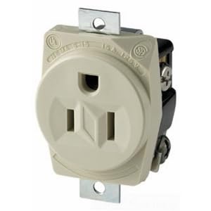 Arrow Hart/Cooper, 5284N, Receptacle - 15 A - 125 Vac - 14 to 10 AWG - 5-15R Configuration - Screw - Panel Mount. (5 Item/s)