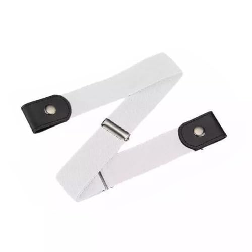 No Buckle Invisible Elastic Belt for Men & Women – Adjustable Waistband for Jeans and Casual Pants WHITE