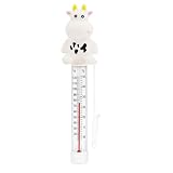 Floating Pool Thermometer, Cute Animal Cow Decor Design Water Temperature with String for Aquarium Thermometer for Outdoor & Indoor Swimming Pools & Spas (White Cow)