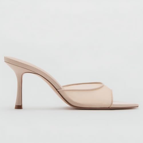 Image of YIYA Women's Open Pointed Peep Toe Mules Kitten Heels Stiletto High Heels Slide Sandals Summer Slip On Backless Dress Spring Summer Pumps Shoes