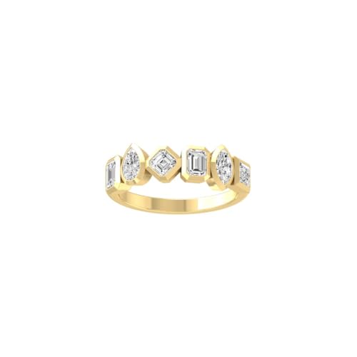 10K, 14K in White, Yellow Gold or Sterling Silver Ascher, Emerald and Marquise-shape Lab Grown Diamond Eternity Band Ring (1 1/4 Cttw, D-F Color, VS1 Clarity)