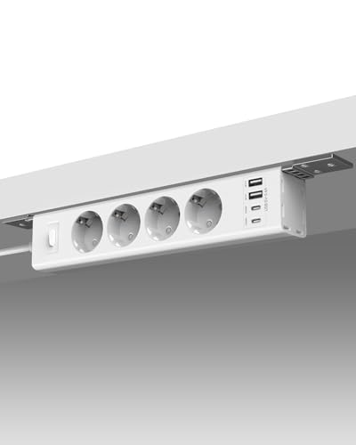 VIPWELL Regleta para Montaje bajo Mesa con protección contra sobretensiones, Enchufe...