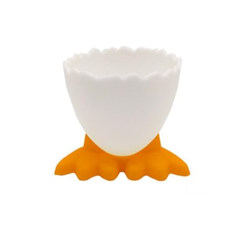 Soulnioi Egg Cups Set in 6,Cartoon Egg Holders,Boiled Egg Holder,with Stainless Steel Eggshell Cutter for Boiled Eggs Orange - Image 2