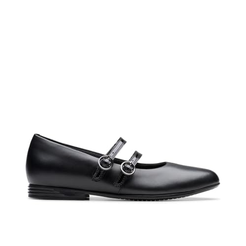Clarks Finja Bar Y.           de piel negra 41,5 con plantilla ergonómica y cierre seguro