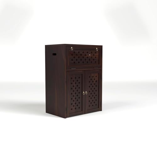 Image of Solid Wooden Inverter Battery Cabinet | Single Battery Box | Wooden Inverter Battery Cabinet | Battery Box | Sheesham Wood, Standard (Walnut Finish)