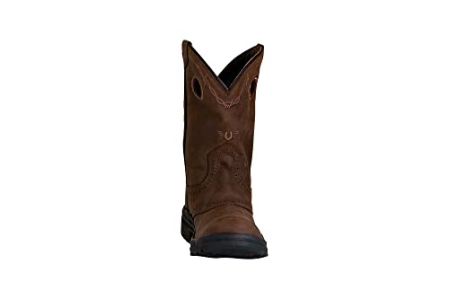 TuffRider Ladies Leigh Round Toe Western Boot- Brown-With Free Assorted Striped Socks3