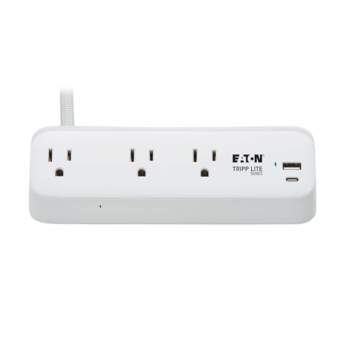 Image of Eaton Tripp Lite TLP308U20CLAMP Desk Clamp Surge Protector + USB & USB-C, 3 Outlets (Pack of 10)