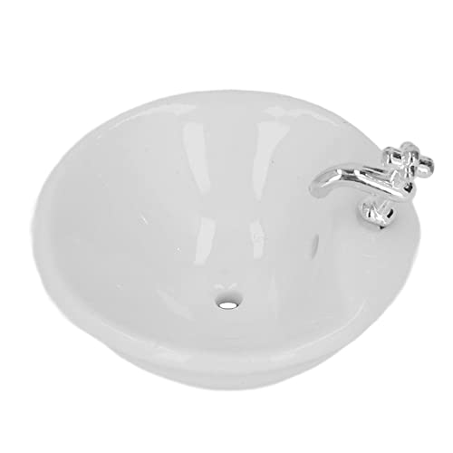 Miniature Bathroom Sink, Decorative Fine Detailed Hand Crafted 1:12 Miniature Ceramic Wash Basin For Dollhouse Accessories #TOP4