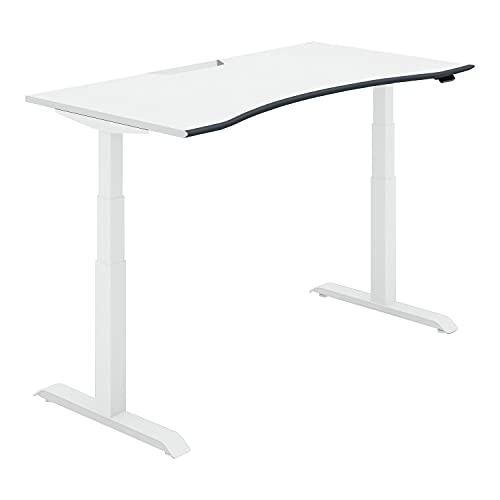 【メーカー配送・設置・組立】コクヨ シークエンス 電動式昇降デスク オフィスデスク ウイングテーブル ベーシックレバー ソフトエッジ スタンダードカラー ホワイト×ホワイト DSE-LWA1508B-SWPW2
