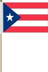PUERTO RICO BANDERA PALO grande de 12 X 18 pulgadas con poste de madera de 2 pies... nuevo