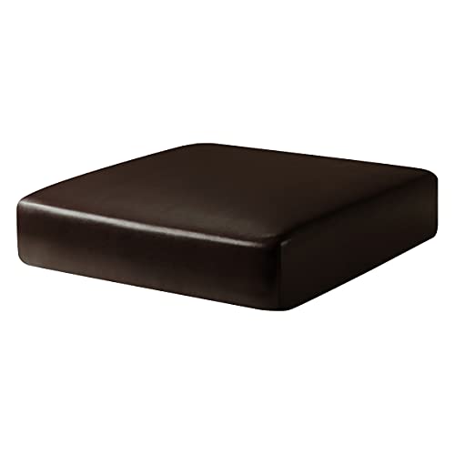 Subrtex Leather Waterproof Cushion Covers Breathable Sofa Seat Slipcpvers For 1-2-3-4 Seaters Stretch Replacement For Furniture Protector (Small, Chocolate) #TOP22