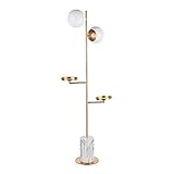 LumiSource Butler Floor Lamp with Gold Metal and White Marble L-BUTLERFL AUWM