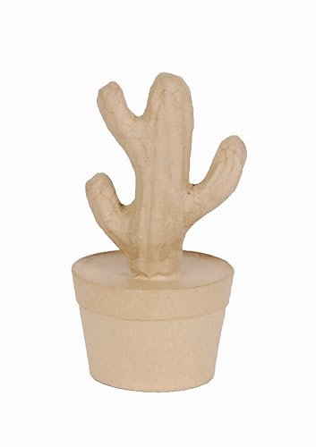 Clairefontaine ES Décopatch HD045C - Soporte de papel marrón maché, 9,5 x 9,5 x 18,5 cm, Cactus columna