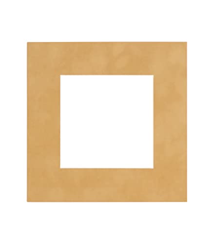 10x10 Mat Bevel Cut for 6x6 Photos - Precut Beige Suede Square Shaped Photo Mat Board Opening - Acid Free Matte to Protect Your Pictures - Bevel Cut for Family Photos, Pack of 1 Matboard Show Kit With