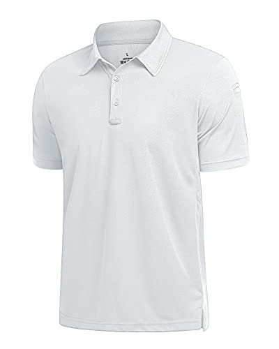 Polu Men's Golf Shirts Short Sleeve Athletic Work Polo Casual Tennis T-Shirt Outdoor Performance Top White M #TOP4