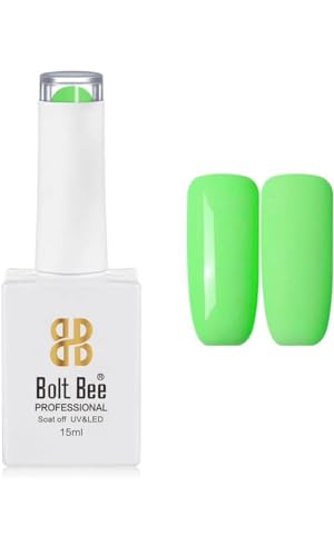 Image of Bolt Bee Glow Green Color Gel Nail Polish Soak Off UV Gel DIY at Home 15ML Manicure Salon Nail Art