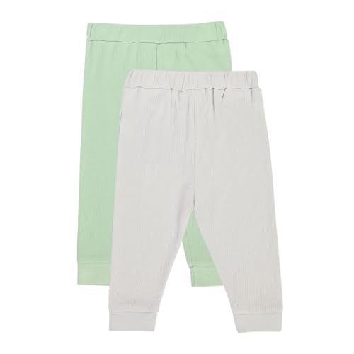 Image of miniklub Baby Full Length Knitted Cotton Bottom, Pack of 2 (Green /Grey Marl Color)