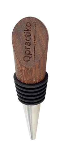 Qpractiko - Elegant Walnut Wood Wine Stopper, Walnut Brown, 6,2 x 3,8 cm - Image 2