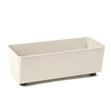 LAMELA Rechteckiger Pflanzkasten mit eleganten Füßen – Beigefarbener Blumenkübel aus robustem Kunststoff 37x17 cm, 6L – Wetterfest & Pflegeleicht - für Innen & Außen, Beige