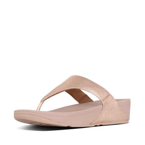Image of FitFlop Women's Lulu Leather Toepost Sandal, Rose Gold - 4 M US