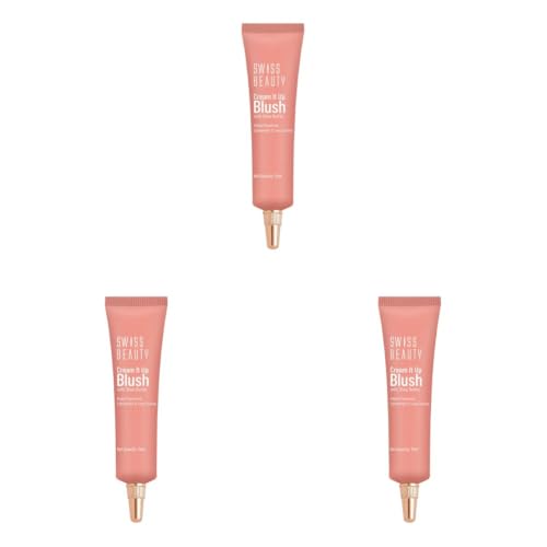 Image of Swiss Beauty Cream It Up Blush | Highly pigmented | Super-blendable | Long-lasting | Enriched with Shea Butter | Multipurpose | Shade-03 Cheeky Peach, 10ml (Pack of 3)