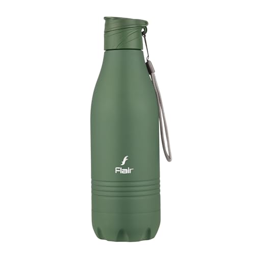 Image of FLAIR Champ DX 1100 ml Stainless Steel Water Bottle - Green | BIS Certified & ISI Marked | SS 304 Food Grade | Fridge Bottle, Durable & Reusable Bottle for Office, Gym & Travel