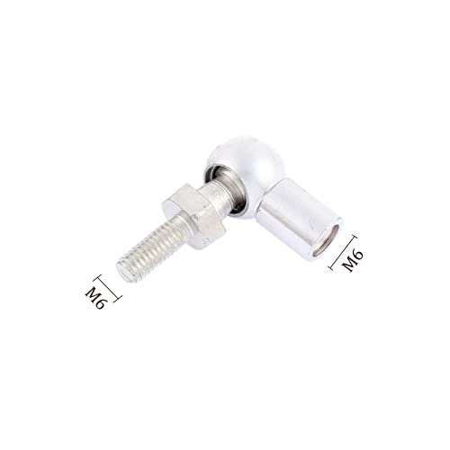 Kozelo 6 Stück Winkel Kugelgelenk - [M6x1.0 Recht Buchse Gewinde M6x1.0 Recht Stecker Gewinde] Gas Feder Winkel Gelenk Beschlage für Auto Scharnierd Tür Schrank