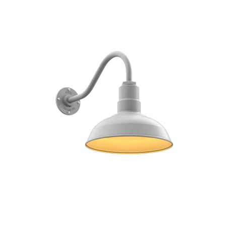 Gooseneck Barn Light Outdoor 12 Inch Farmhouse Exterior | Modern Gray/Brass