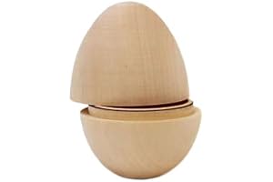 Golden Cockerel Set of 6 Blank Hollow Wooden Easter Eggs for Decorating, Arts and Crafts