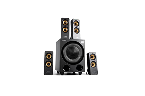Image of F&D F7700X 4.1 Channel Bluetooth Home Audio Multimedia Speaker & Home Theatre, 80 Watt with Subwoofer Satellite Speaker, Multicolor LED Display, Remote, Digital FM & USB