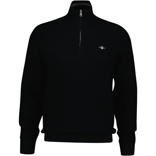 GANT Mens half Zip Jumper Long Sleeve Cotton Black XL