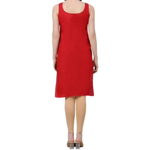 Image of Women's Sleeveless Cotton Inner Slip Dress Round Neck Soft Comfortable Fit Full Length Camisole Innerwear Summer top Undergarment for Girls