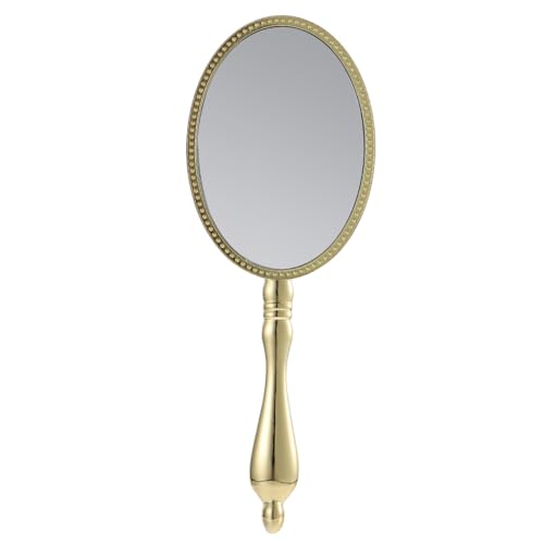 Retro Griff Spiegel Tragbarer Handspiegel Reise Make-up Spiegel Golden Vintage Kosmetik Spiegel für Mädchen Frau Make-up Werkzeuge