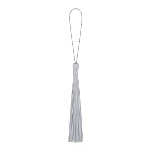 Image of Mandala Crafts Small Light Gray Bookmark Tassels - 100 Bulk Silky Mini Craft Tassels with Loops for Bookmarks, Jewelry Making, Graduation Decorations, and Keychains