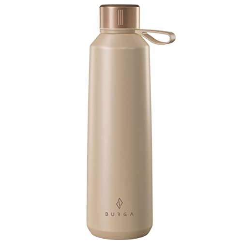 BURGA Insulated Water Bottle (17oz) – Stylish Stainless Steel Water Bottles – Durable Metal Water Bottle Stays Hot or Cold – Anti-Slip, Leak-Proof Reusable Water Bottle – Nude Water Bottle