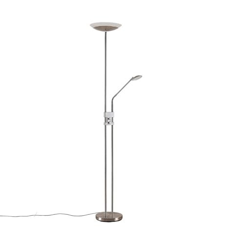 Lindby LED Stehlampe Deckenfluter dimmbar verstellbarer Lesearm Standleuchte Metall Standlampe Wohnzimmerlampe Leselampe