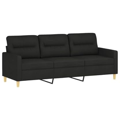 2-TLG. Sofagarnitur mit Kissen Schwarz Stoff,Hohe Qualität Wohnlandschaft mit 2er und 3er Sofa in Schwarz aus Stoff, bequem und robust Wohnzimmer, Sofas – Bild 6