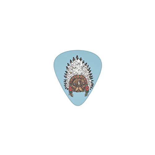フレンチブルドック ネイティブアメリカン デザインギターピック guitar pick ティアドロップ型 エレキギター/アコースティックギター/クラシックギター/ベース等の練習に最適な12枚セット