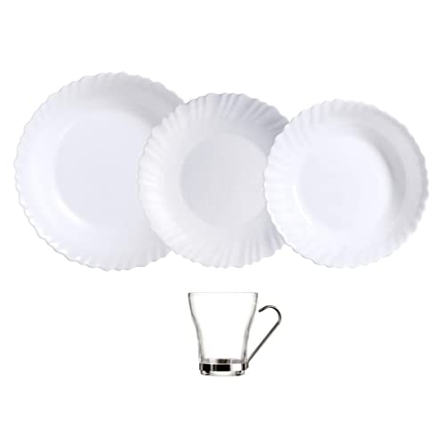 Luminarc Feston Vajilla Opal 24 Piezas-6 Personas Opal Apto Microondas Apto Frigorífico Apilable