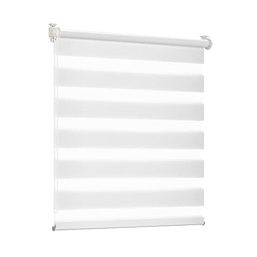 SBARTAR Store Enrouleur Jour Nuit Blanc 105 x 120 CM - Rideau de Porte, Rideau Chambre, Facile à Fixer sans Perçage ni Forage, Protéger Votre Vie Privée