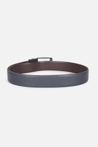 Image of Louis Philippe Men's 100% Italian Leather Matt Gun Metal Buckle Formal Reversible Belt