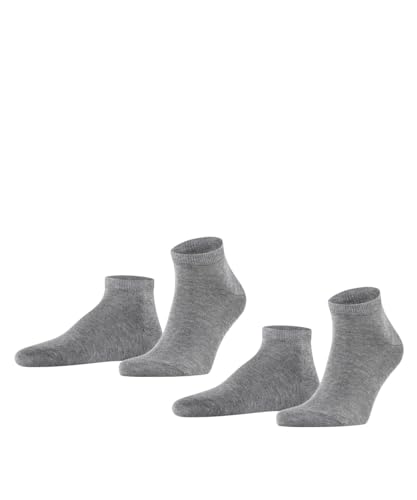 FALKE Men's Happy 2-Pack Sneaker Socks, Breathable, Cotton, Ankle Length, Soft Socks, Lightweight, Trendy Clothing, Grey (Light Grey Melange 3390), 9.5-12, 2 Pairs