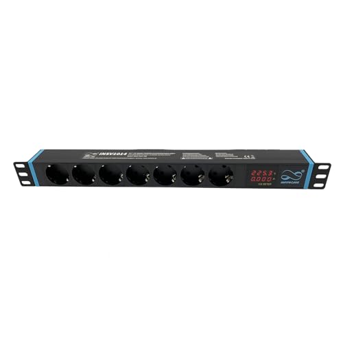 Regleta de 19 pulgadas Infitronic INSV1014A con 7 enchufes, voltímetro y amperímetro