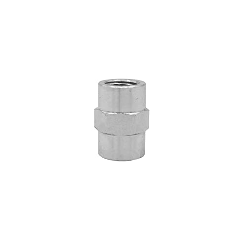 Image of (4-PACK) 5000-02-02 Hydraulic Hose Adapter Fitting 1 /8 inch Female (1 /8-27 NPTF) x 1 /8 inch Female (1 /8-27 NPTF) SAE Straight Pipe Joints Connector Carbon Steel