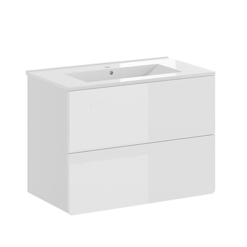 Vicco Badmöbel-Set Izan, Weiß Hochglanz, 2 Teile