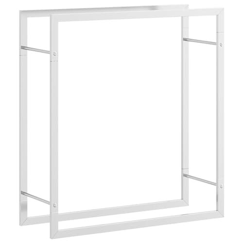 vidaXL Brennholzregal, Kaminholzregal mit viel Stauraum, Kaminholzständer Feuerfest Korrosionsbeständig, Kaminholzhalter Stapelhilfe Feuerholzregal, 80x28x86cm Edelstahl