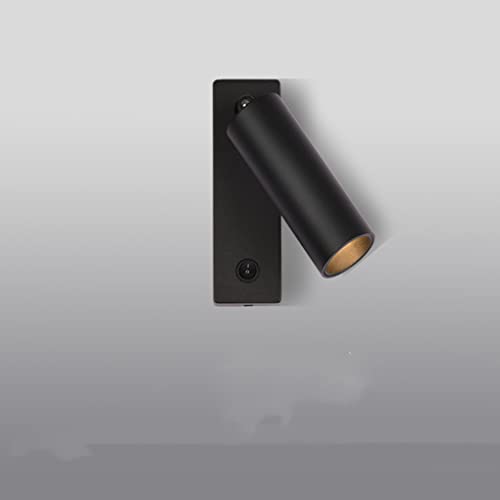 SXYSXYSXY LED lámpara de pared con interruptor En el interior Moderno Luz neutra 4000K Foco de pared Lámpara de noche minimalista giratorio habitación sala de estar,Negro